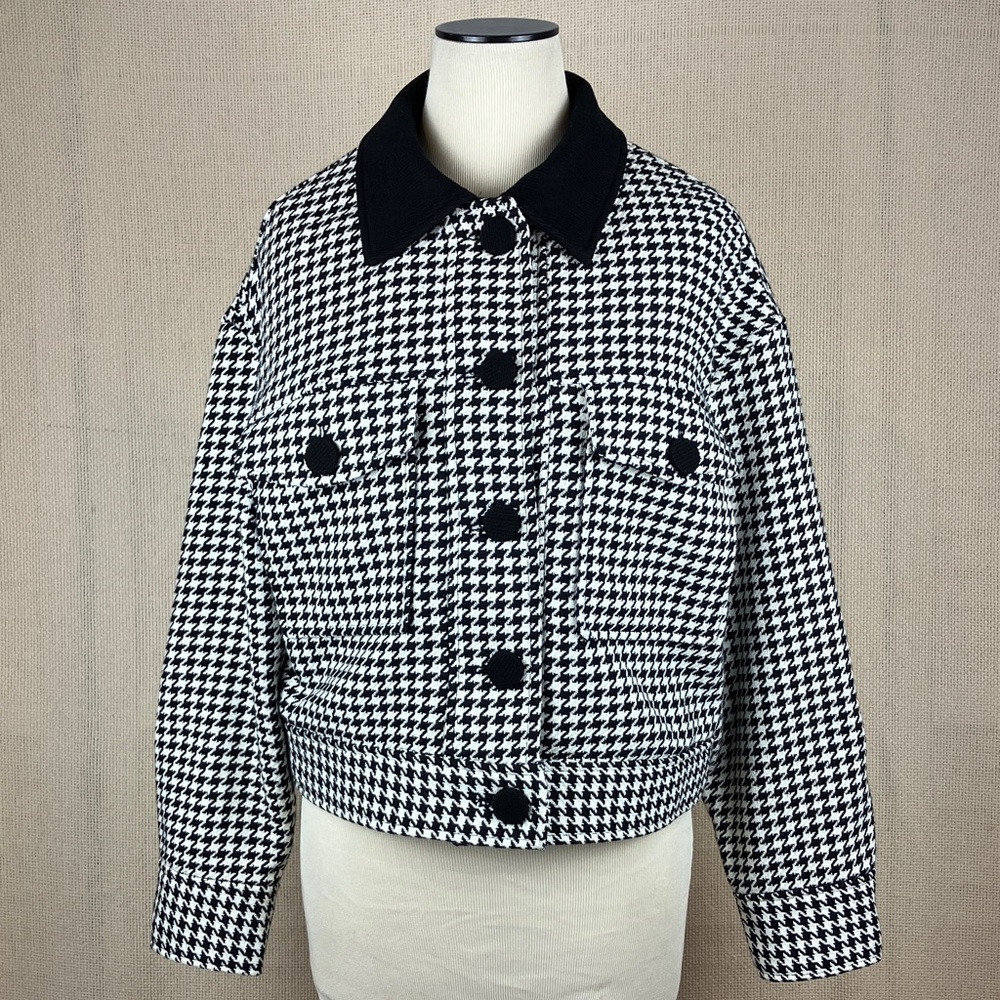 House of Harlow Houndstooth Hilary Jacket Black Buttons NWT